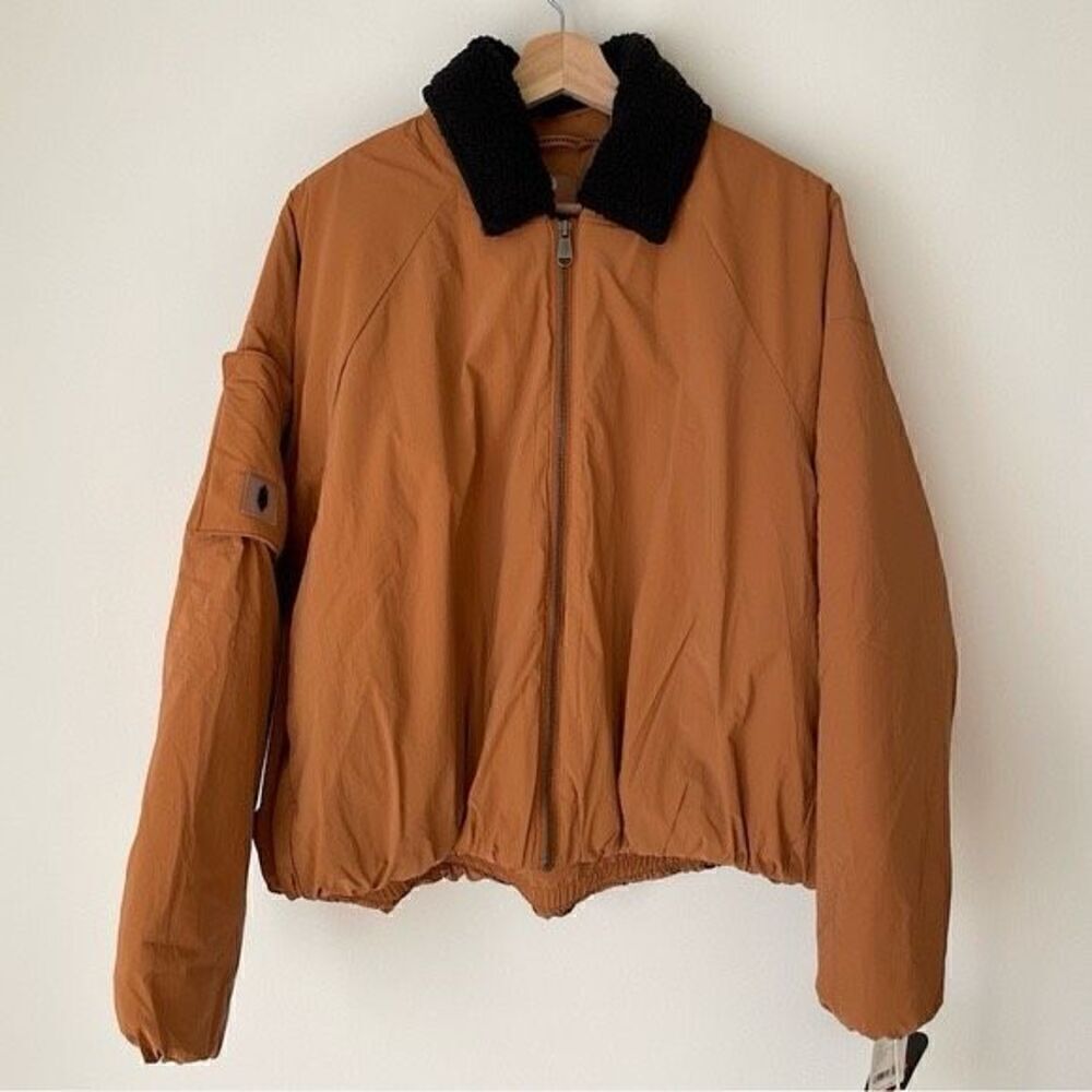 Free People Outpost Bomber Jacket In Bright Cider Combo NEW